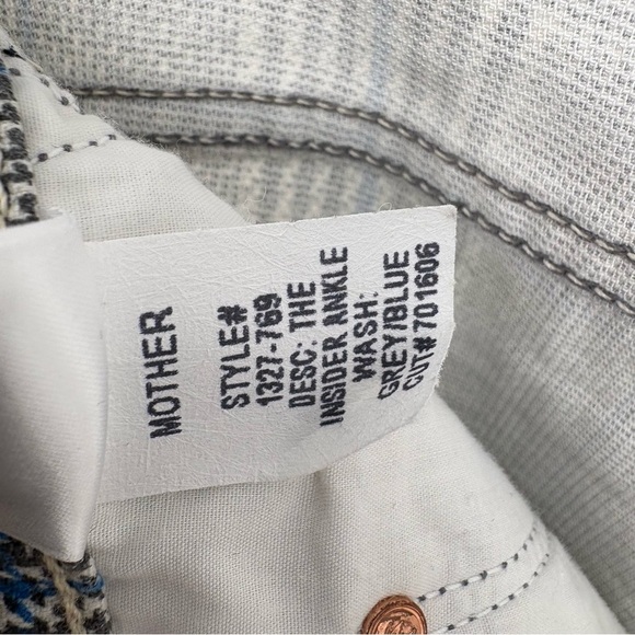 MOTHER The Insider Cropped Ankle Pants | Sz 28 | Grey/Blue Plaid - Picture 12 of 12